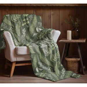 Sage Green Blanket | Lightweight & Cozy Fern Design | Perfect Green Home Décor